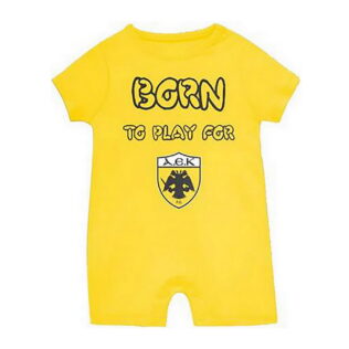 ΑΕΚ Βρεφικό Φορμάκι Κοντομάνικο “BORN TO PLAY FOR” Κίτρινο